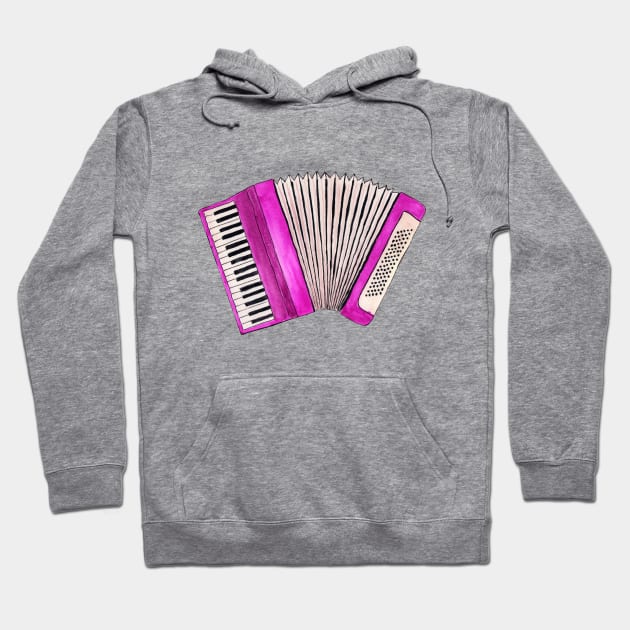 Pink accordion Hoodie by JenPolegattoArt